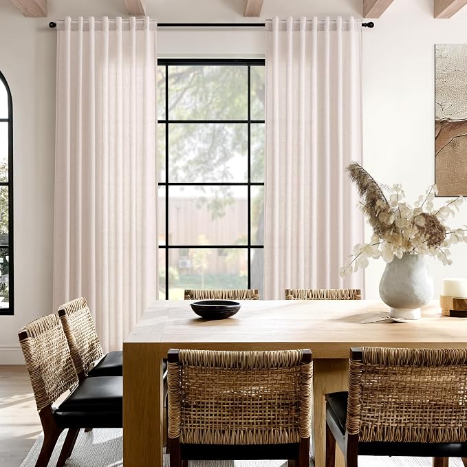 Natural White Linen Curtains 96 Inches Long - Image 8