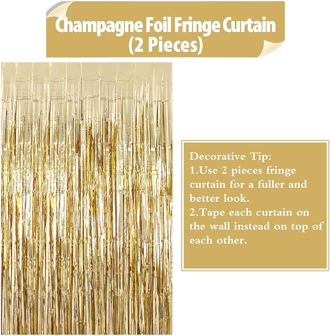 2 Pack Fringe Curtains Foil Shiny Fringe Backdrop Tinsel Door Streamers Foil - Image 5