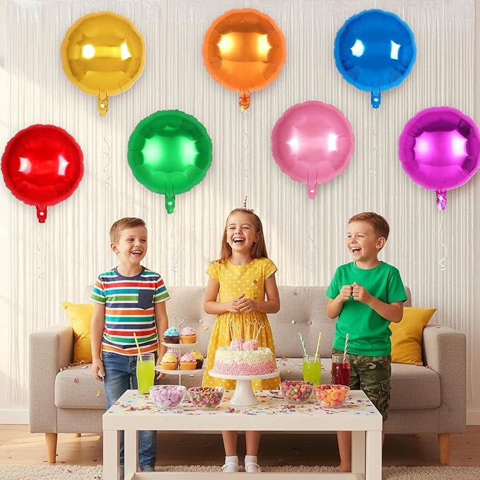20 Pcs Colorful Round Balloons, 18 Inch Round Shaped Foil Balloon, Giant Circle - Image 4