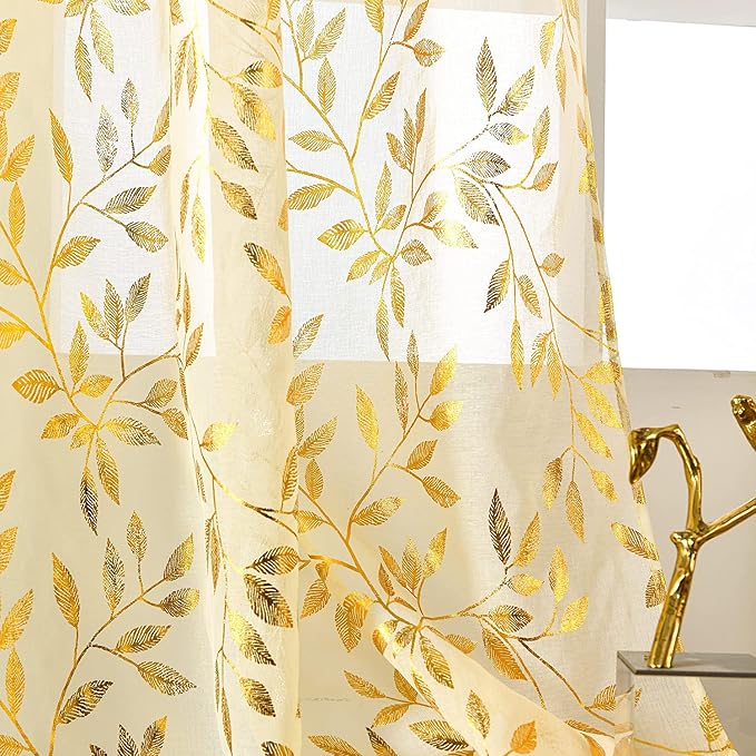 Sutuo Home Beige Sheer Curtains 72 Inch Length 2 Panels Set, Privacy Voile - Image 3