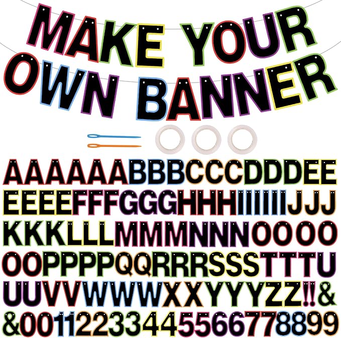 BEISHIDA Rainbow Black 116 PCS A-Z DIY Letter Custom Banner Party Decor | 111 by Beishida
