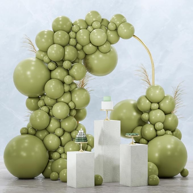 PartyWoo Sage Green Balloons 128pcs Different Sizes of 18 12 10 5 Inch Olive by PartyWoo