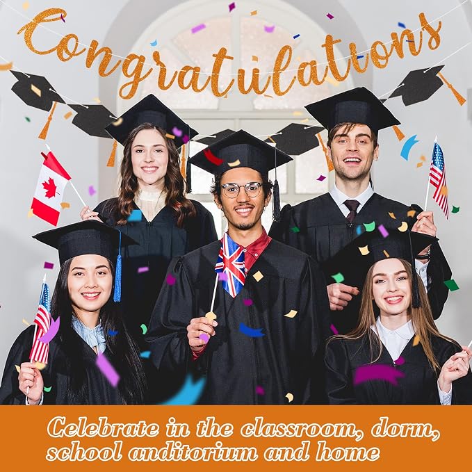 Class of 2026 Graduation Decorations Pre-Strung Glitter Congratulations Banner - Image 5
