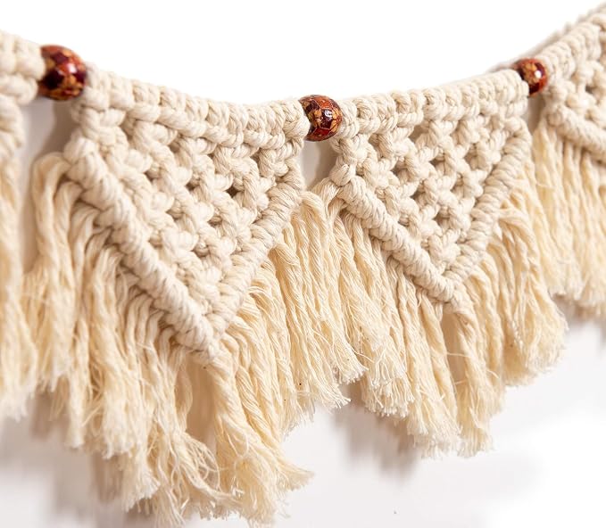 Eiyye Boho Tassel Garland Wall Hanging Handmade Cotton Bohemian Banner Home - Image 8