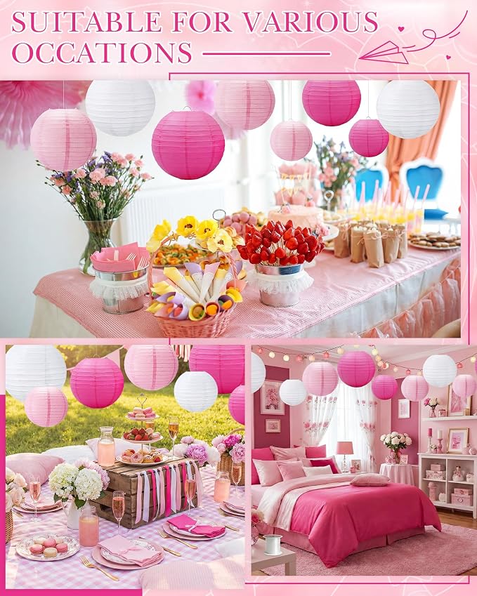 Treela 48 Pcs Paper Lanterns Party Decorations Chinese Lanterns Round Paper - Image 6