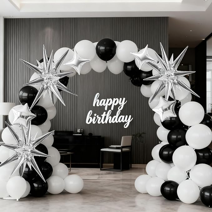 TONIFUL 22Inch 15Pcs Silver Large Explosion Star Mylar Balloons and 10Inch Four - Image 6