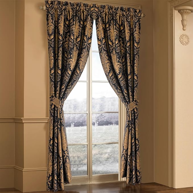 Loom and Mill Luxury Black Damask Curtains - Image 2