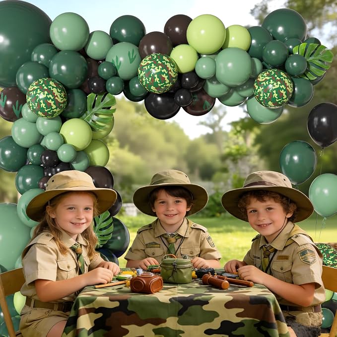 170Pcs Dinosaur Balloons Garland Arch Kit, Hunter Sage Green Brown Black Light - Image 4