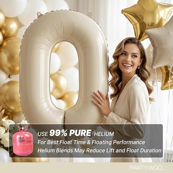 PartyWoo Number Balloons 40 Inch White Number 0 Kit 25pcs - Image 5