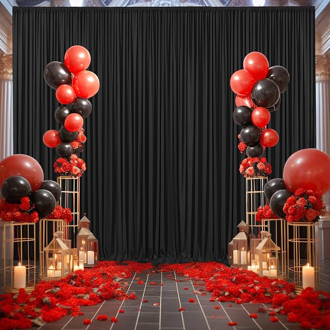 10x12 Black Backdrop Curtains for Wedding Party Wrinkle Free Backdrops Curtain - Image 8