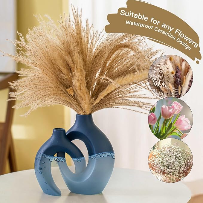 Lvases Snuggle Hollow Ceramic Flower Vase, Nordic Boho Minimalist Vase | 8.4" - Image 3
