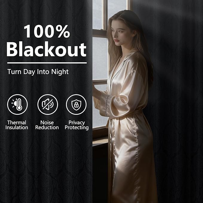 DWCN 100% Blackout Curtains for Bedroom 54 Inch Long - Image 2