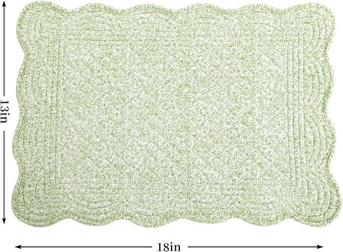 HOMBYS Quilted Placemats Set of 6 Washable-13x18 inches Rectangular Placemats - Image 2
