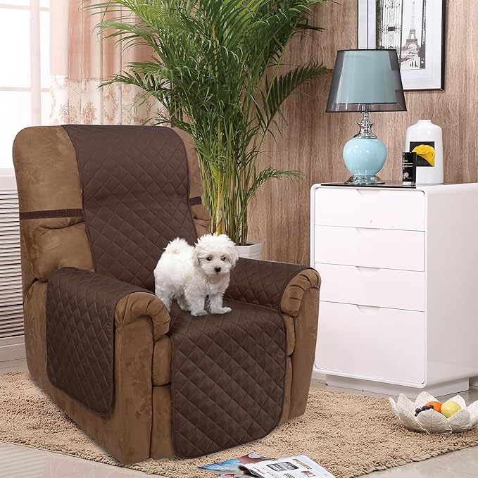 U-NICE HOME Reversible Recliner Chair Covers, Coffee/Beige | 28''Recliner Cover - Image 2