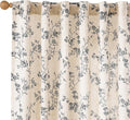 Black Vintage Floral Linen Curtains Farmhouse 50W X 90L 2 Panels | Elisa Series by Lazzzy