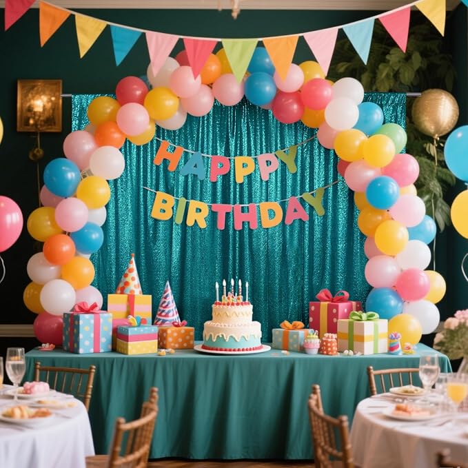 SquarePie 8x10ft Teal Sequin Backdrop, High Density Non-Transparent Glitter - Image 4