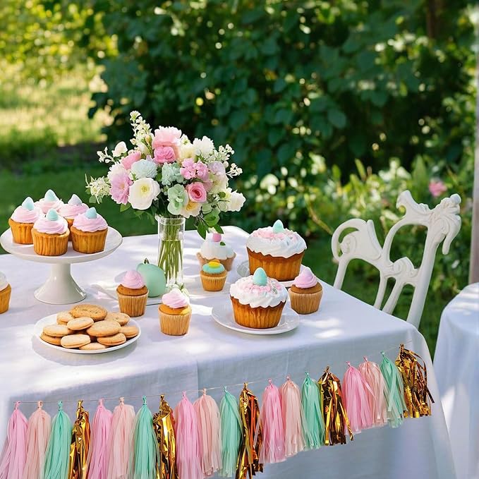 Shiny Tassel Garland Tissue Paper Tassel Banner, Tassels Party Decorations - Image 3
