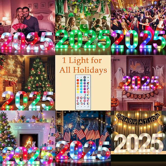 Pooqla 50th Birthday Decorations for Her Him, 35 Colors LED Light Up Numbers with Remote, Multicolor Marquee Numbers 50 Sign for Party Wedding Anniversary Decor 50th Birthday Gift, Number 50