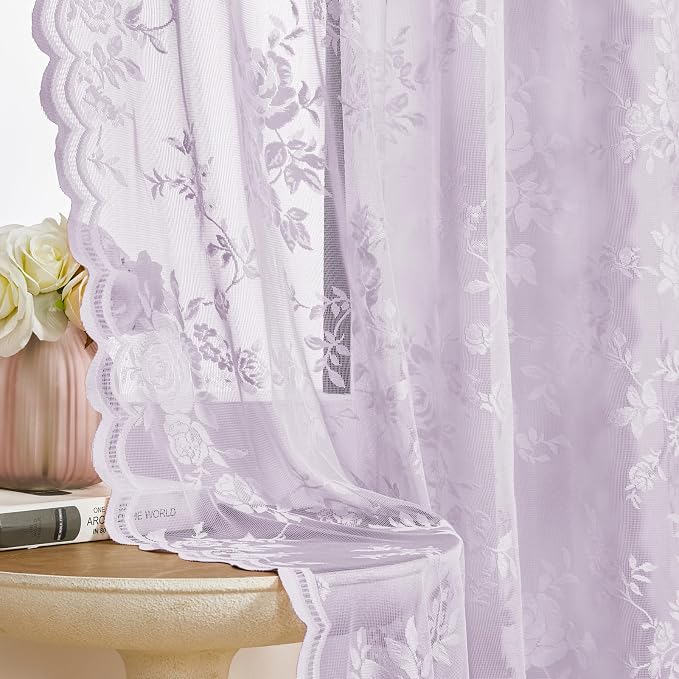 Lilac Purple Lace Curtains - Image 4