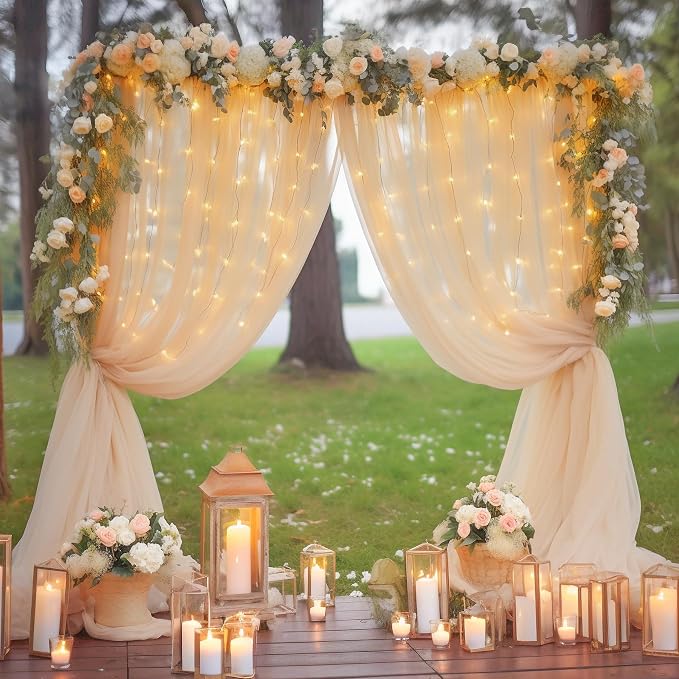 30x10ft Champagne Tulle Backdrop Curtain - Image 8