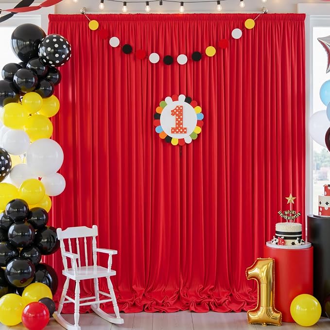 10×12ft Wrinkle Free Red Backdrop Curtain - Image 6