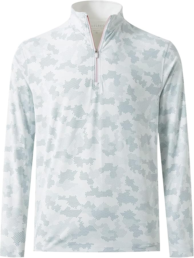 M MAELREG Quarter Zip Golf Pullover Men Dry Fit Long Sleeve Performance Wicking 1/4 Zip Full Print Pullover Mens Sweatshirt