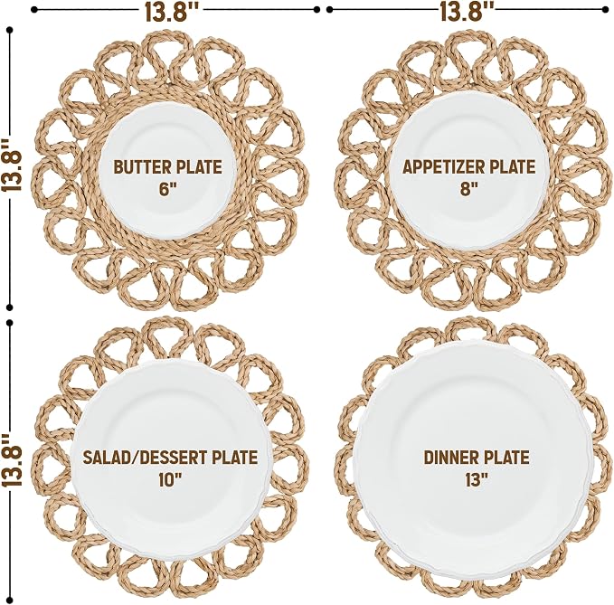 13.8" Corn Husk Woven Round Placemats Set of 8 - Image 2