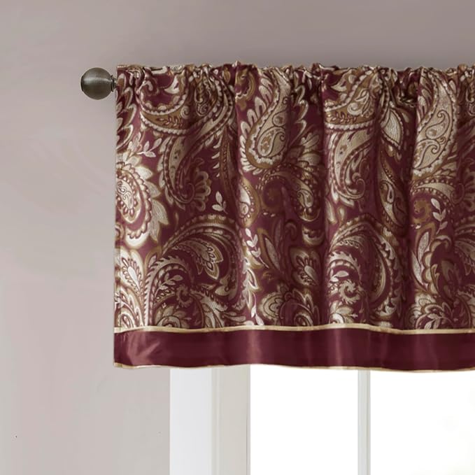 Madison Park Aubrey Faux Silk Paisley Jacquard, Rod Pocket Curtain - Image 3