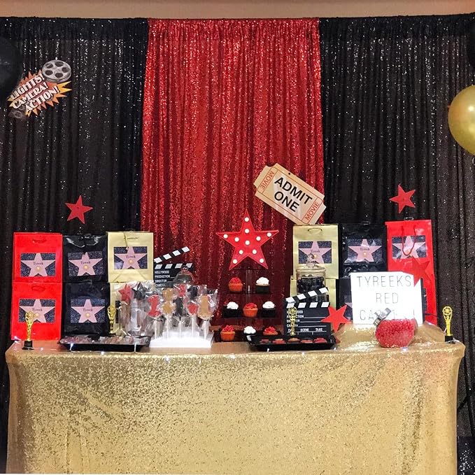 JYFLZQ Black Sequin Backdrop Curtains 2ft x 8ft 4 Panels Glitter Photo Booth - Image 3