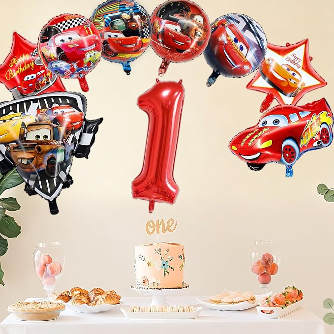 9 Pcs Car Theme Happy Birthday Decorations, Cute Cartoons Party Decorations - Image 4