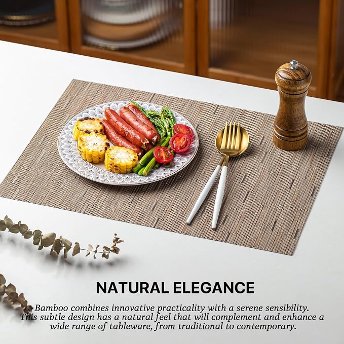 LEXMORE Placemats Set of 8 Vinyl/Plastic Woven Place Mats - Image 3
