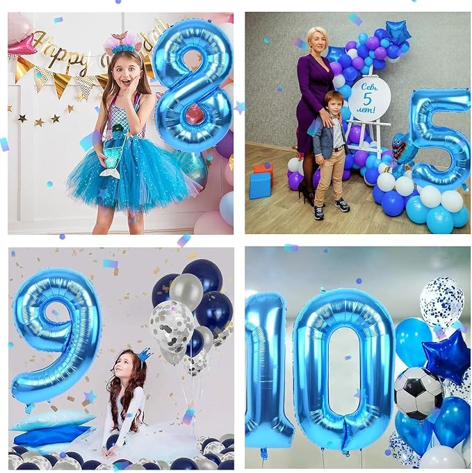 40 inch Blue Number Balloon Giant Foil Helium Balloons Blue Number 4 Balloon - Image 5