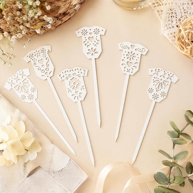 TICIAGA Cielito Lindo Bodysuit Wooden Picks Baby Shower Floral Vase Decor | - Image 3