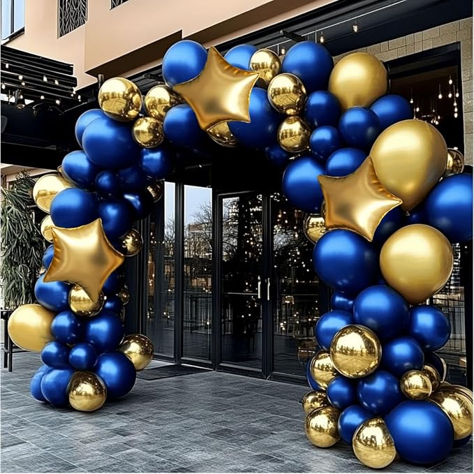 Royal Blue and Gold Balloon Garland Arch Kit - Image 5