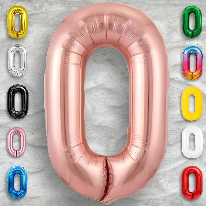 Rose Gold Number Balloon 0 Mylar Foil Macaron Balloons 16 inch - Image 6