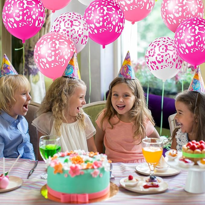 Gejoy 36 Pcs Cheetah Balloons White and Rose Pink Leopard Print Balloons 12 - Image 4