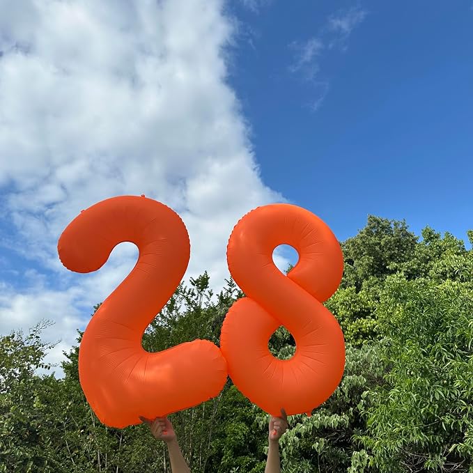 40 IN Orange Birthday Number 7 Balloon Fluorescent Orange Foil Balloon | - Image 5