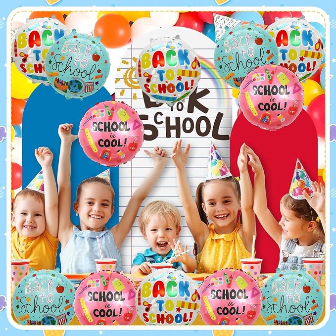 12 Pcs Back to School Balloons, Colorful 18 inch Round Printed Balloons - Image 4