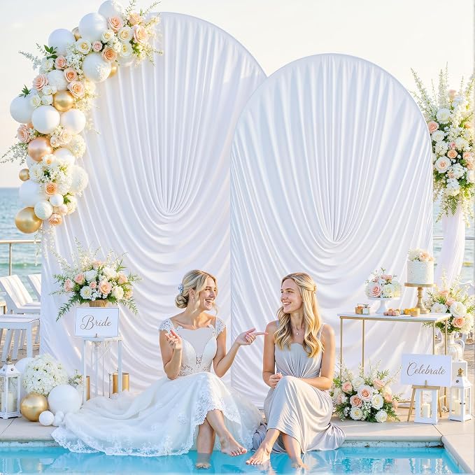White Wedding Arch Backdrop Cover 7.2ft and 6ft Draped Arch Covers Stretchy - Image 4