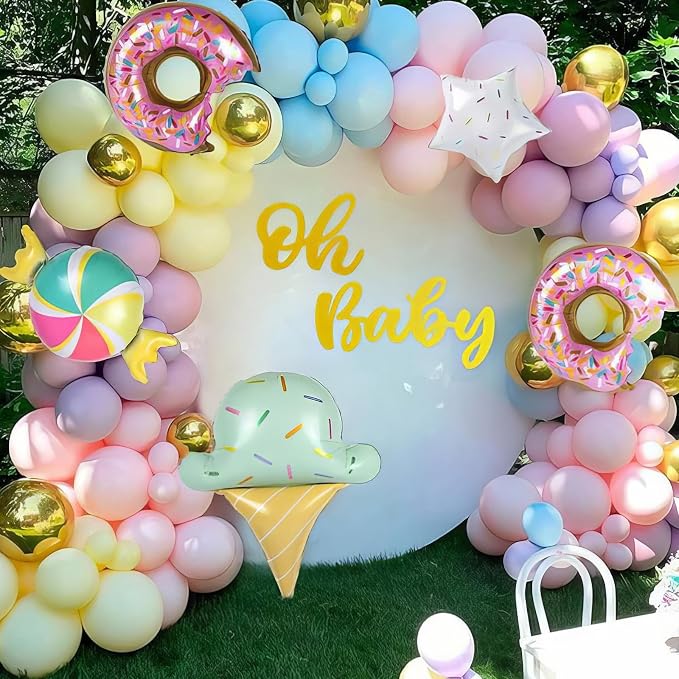 Pastel Balloons, Baby Pink Blue Purple Yellow and Teal Rainbow Confetti Balloon - Image 5