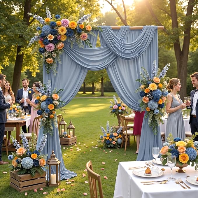 20ft×12ft Wrinkle Free Dusty Blue Backdrop Curtain - Image 5