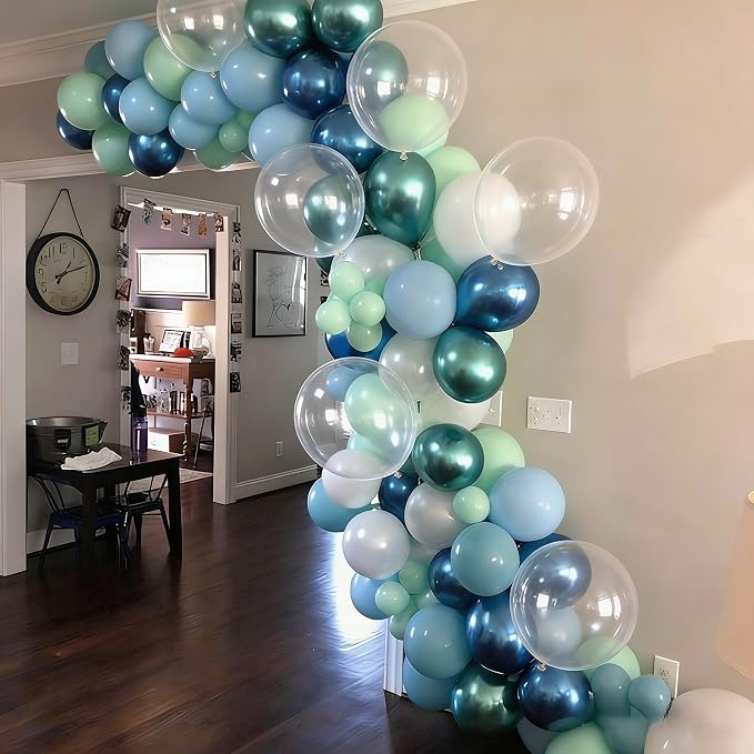 Under The Sea Balloons, 12 Inch Ocean Blue Balloons Metallic Blue Teal and - Image 8
