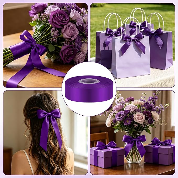 1In 30Yards Dark Purple Satin Ribbon - Image 4