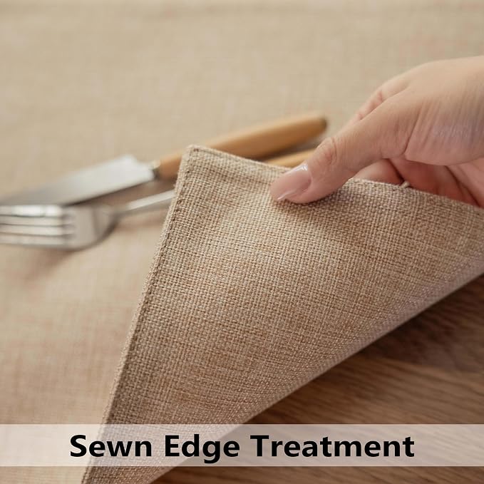 Demetex Linen Placemats Set of 8 Modern Beige Place Mats Heat Resistant - Image 5