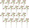 Fangoo 20 Pack 7 Inch Artificial Green Red Berry Picks by Fangoo
