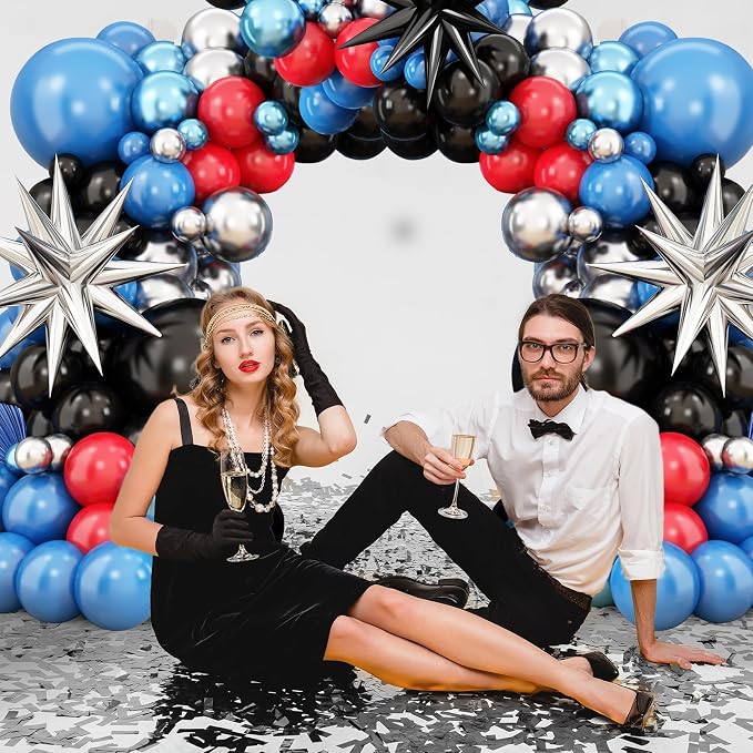 Blue Red Black Balloon Arch, Balloon Garland - Image 4