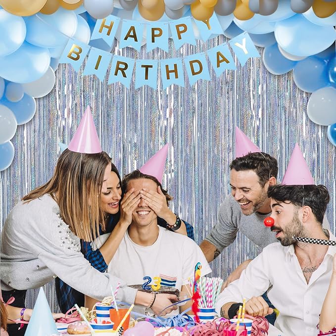 3 Pack 3.3 x 9.9 ft Holographic Silver Tinsel Streamers Party Decorations | - Image 5
