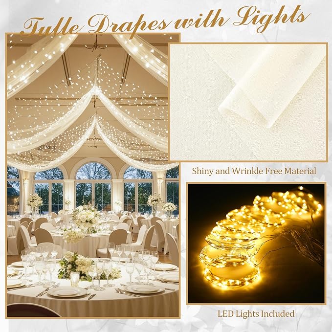 6 Panels Beige Ceiling Curtains - Image 3
