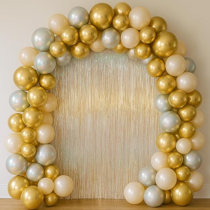Voircoloria Champagne Foil Fringe Backdrop Curtains, Birthday Party Decorations - Image 7