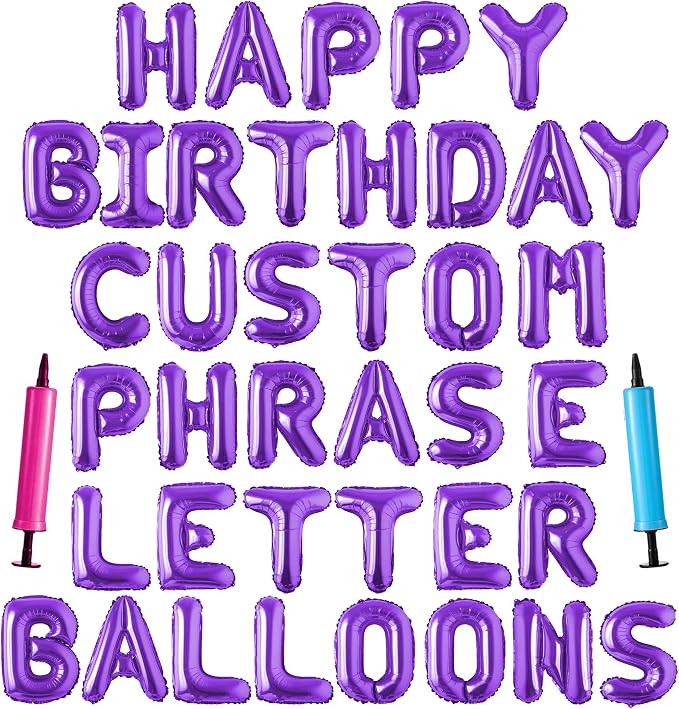 Happy Birthday Balloon Banner Custom Phrase Balloons letter 16 inch by LIOZEOKUN